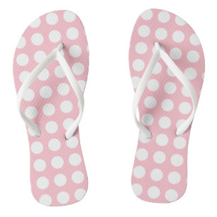 Tongs Blanc sur rose grand format Pois horizontaux