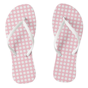 Tongs Blanc sur rose moyen Pois horizontaux