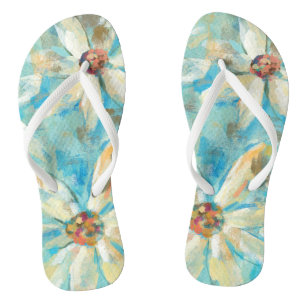 Tongs Blancs sur Bleu