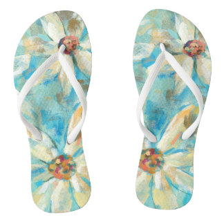 Tongs Blancs sur Bleu