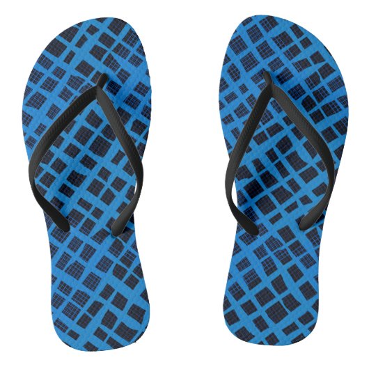 Tongs Bleu À damiers Motif B10 Black BG (Semelle)