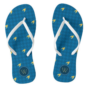 Tongs Bleu avec boucle de pied de pied en or