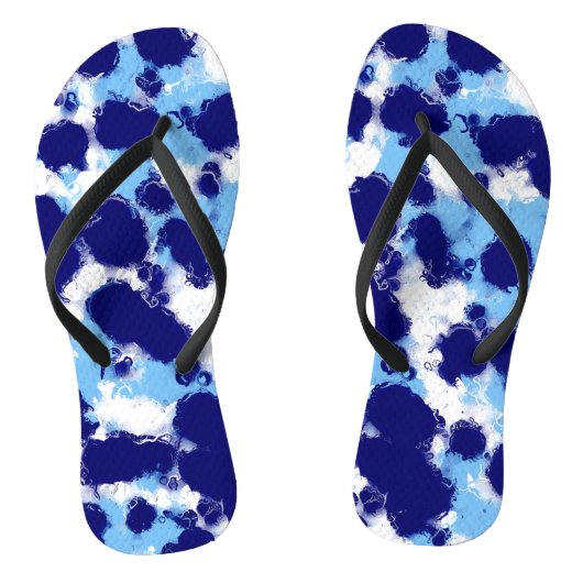 Tongs Bleu clair, marine et blanc abstrait (Semelle)