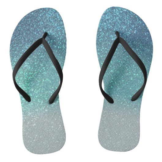 Tongs Bleu clair Turquoise Parties scintillant brillante (Semelle)