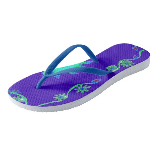 Tongs Bleu Cyan Royal Bleu Iridescente couleur Art Impri (Incliné)