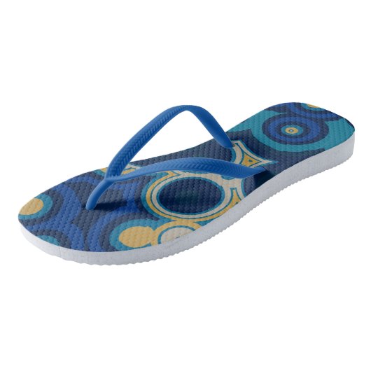 Tongs Bleu et jaune géométrique (Incliné)