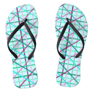 Tongs Bleu et Rose À damiers Motif