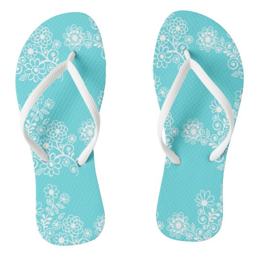Tongs Bleu Floral Mariage Réception Flip Flops (Semelle)