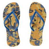 Tongs Bleu gris et jaune abstrait (Semelle)