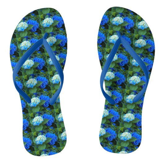 Tongs Bleu Hydrangée fleurit motif floral (Semelle)