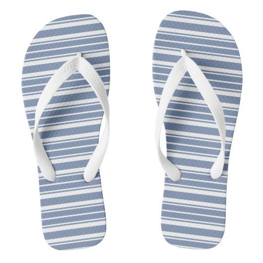 Tongs Bleu Indigo et blanc Ticking Stripes Flip Flèches (Semelle)