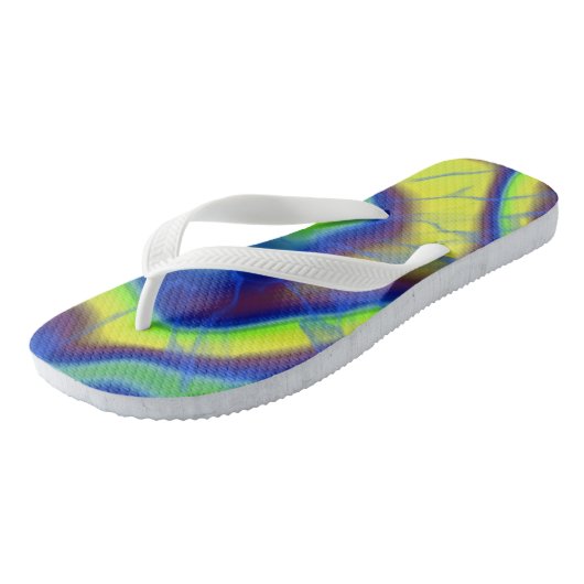 Tongs Bleu jaune et vert teint Cravate (Incliné)