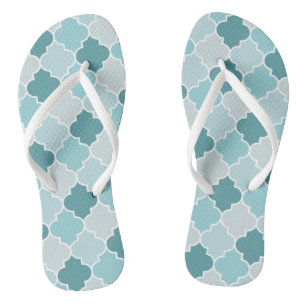 Tongs Bleu Marocain Trellis, Lattes, Quatrefoil