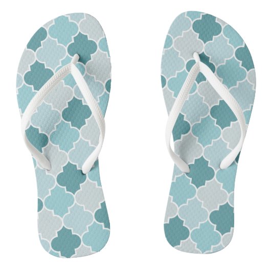 Tongs Bleu Marocain Trellis, Lattes, Quatrefoil (Semelle)