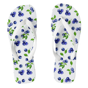 Tongs Bleu Motif Aquarelle Baies mignonnes Vintages