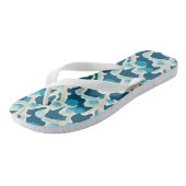Tongs Bleu Océan Abstrait | Motif côtier (Incliné)