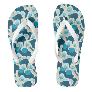 Tongs Bleu Océan Abstrait   Motif côtier