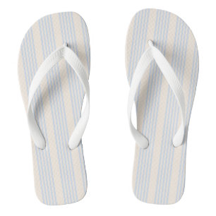 Tongs Bleu pâle et beige cinq rayures motif