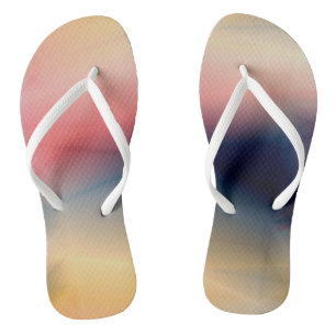 Tongs Bleu rose et jaune abstrait