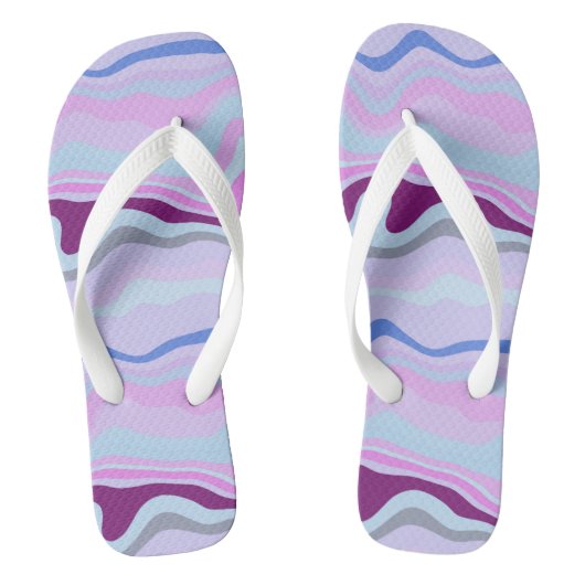 Tongs Bleu, rose et violet rayures ondulées (Semelle)