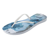 Tongs Bleu Rose Flip Flops, Slim Straps (Incliné)