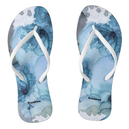 Tongs Bleu Rose Flip Flops, Slim Straps (Semelle)