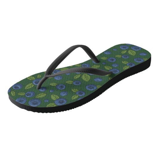 Tongs Bleus sur vert foncé (Incliné)