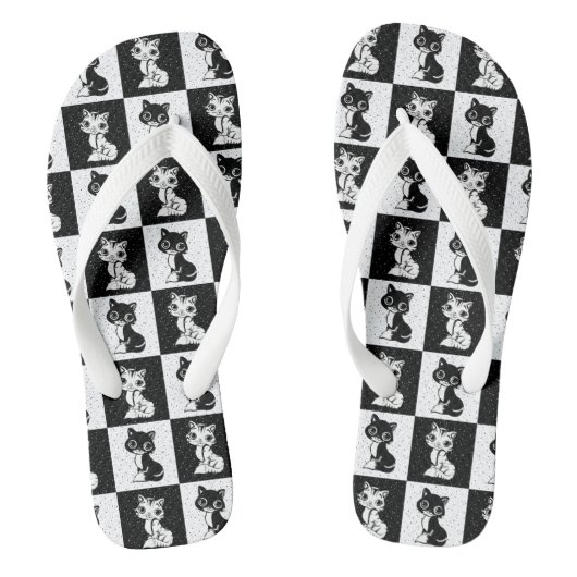 Tongs Bloc de monogramme noir blanc pour chat (Semelle)