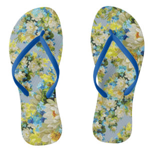Tongs Blossoms bleus & Blooms Printemps