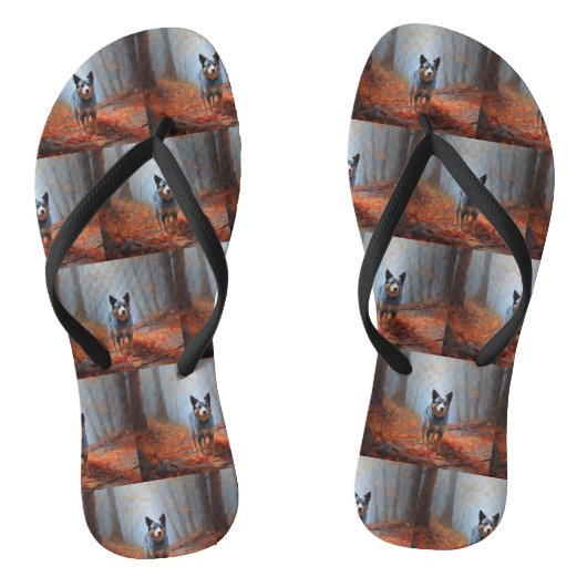 Tongs Blue Heeler dans les feuilles d'automne automne au (Semelle)