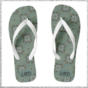 Tongs Boho Moss Green Batik Imprimer