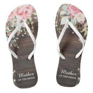 Tongs Bois rustique Mariage Floral Mère de la mariée