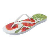 Tongs Bordure horizontale avec pavot rouge (Incliné)