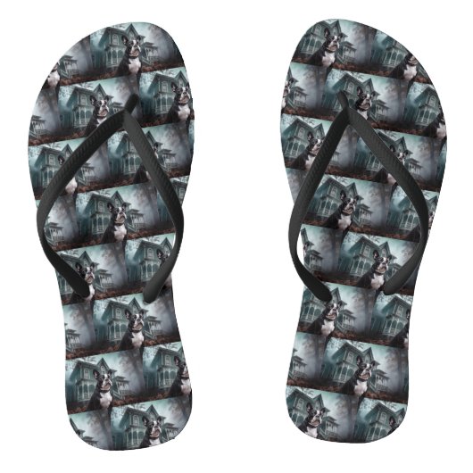 Tongs Boston Terrier Halloween Épouvantable (Semelle)