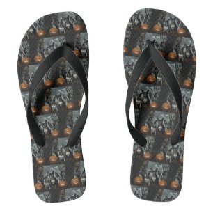 Tongs Boston Terrier Nuit d'Halloween Délice Canin