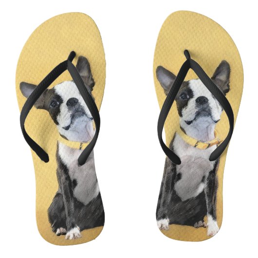 Tongs Boston Terrier Peinture - Cute Original Chien Art (Semelle)