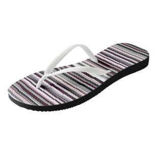 Tongs Bourgogne, rose et gris rayures abstraites