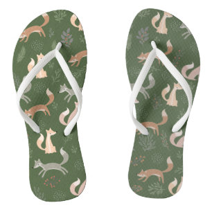 Tongs Branches d'hiver Fox sans joint et Motif Feuille