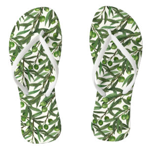 Tongs Branches d'olive sur blanc