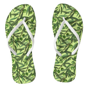 Tongs Branches d'olive sur le vert miel