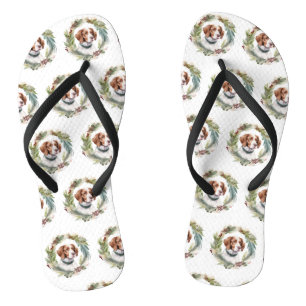 Tongs Bretagne Espagnol Noël Wreath Festive Pup