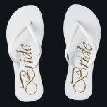 Tongs Bride, écriture or élégant chic mariage tongflops<br><div class="desc">Bride,  écriture or élégant chic blanc mariage Flip Flops</div>