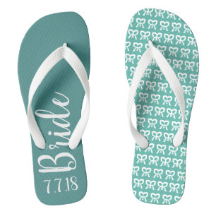 Tongs Bride Mariage personnalisé Turquoise Flops