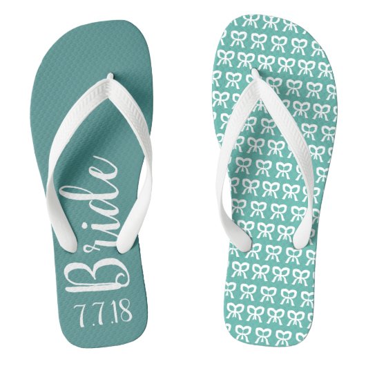 Tongs Bride Mariage personnalisé Turquoise Flops (Semelle)