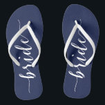 Tongs Bride Navy Blue Wedding Party Flip Flops Slim<br><div class="desc">Mariage simple marine bleu mariage tongs flops avec des bretelles minces</div>