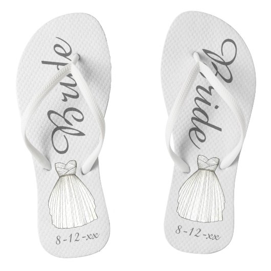 Tongs BRIDE White Princesse Mariage robe Gown Flip Flops (Semelle)