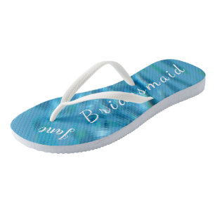 Tongs Bridesmaid Flip Flops Ocean Waves Nom Mariage