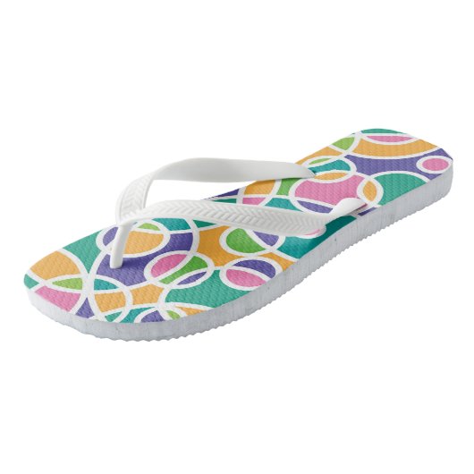 Tongs Bright Colorful Crazy Circles Pattern (Incliné)