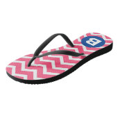 Tongs Bright Pink and White Chevron Pattern Monogram (Incliné)