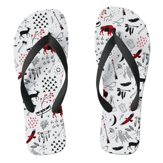 Tongs Buffalo Adventures Black and Red Plaid ID599 (Semelle)